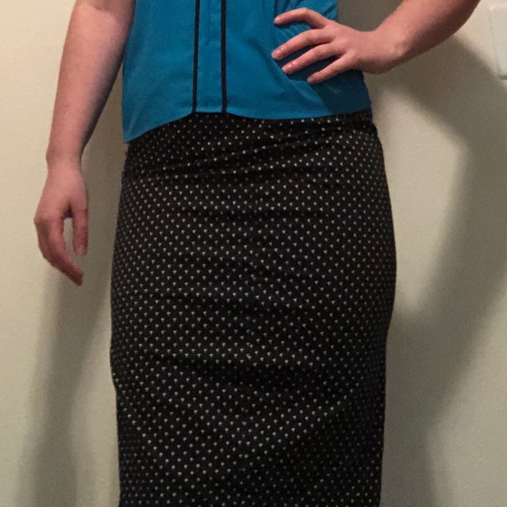 Black professional skirt with white polka dots
